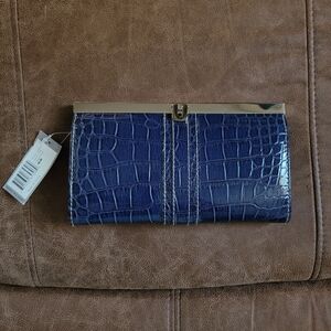 NWT Rosetti cobalt blue mock croc wallet/clutch